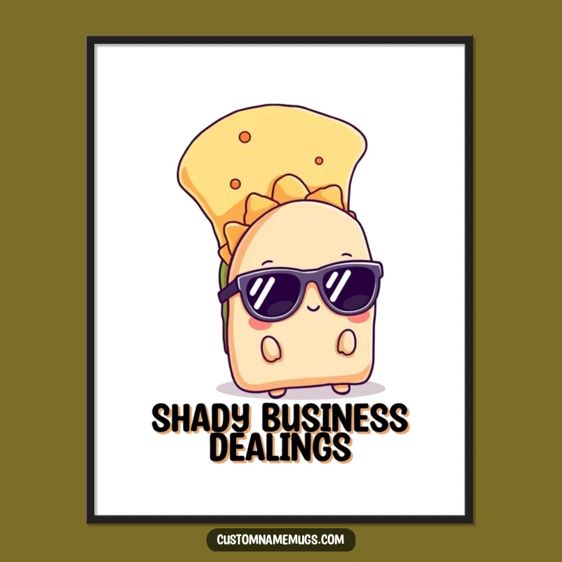 Funny Shy Taco Poster: Cool Wall Art for Foodie Fun