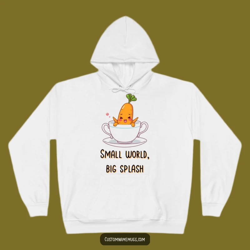 Funny Carrot Hoodie Gift - Cheerful Character's Cozy Teacup Adventure!