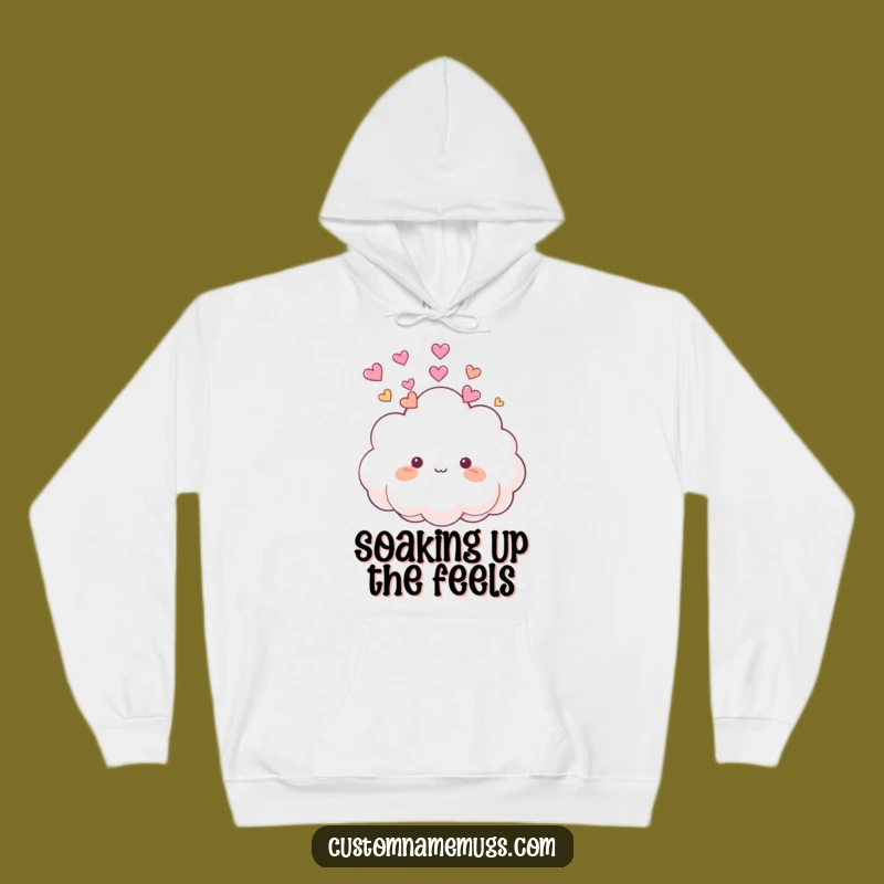 Funny Cloud Heart Pouch Hoodie: Cozy Fluffy Character Sweatshirt for Cute Vibes