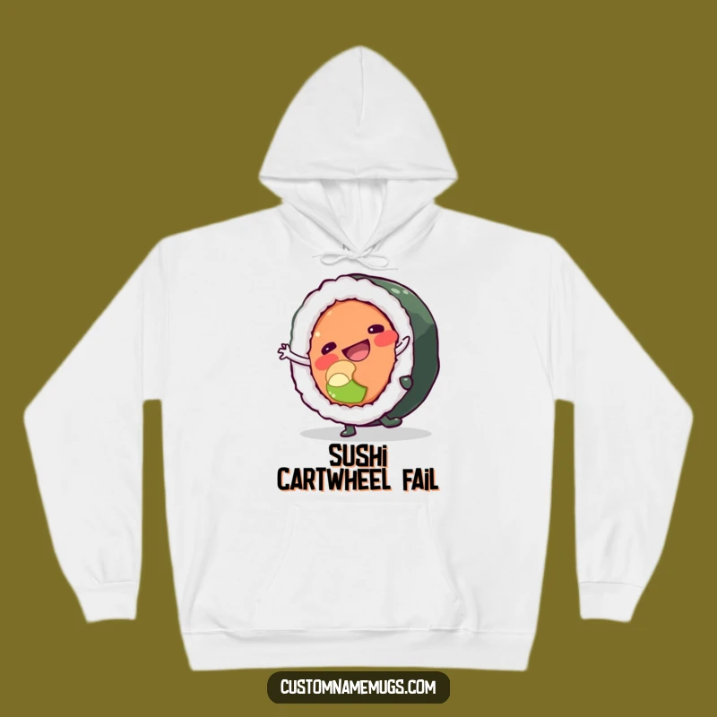 Funny Sushi Cartwheel Hoodie: Cozy Character Wear for Foodie Comfort