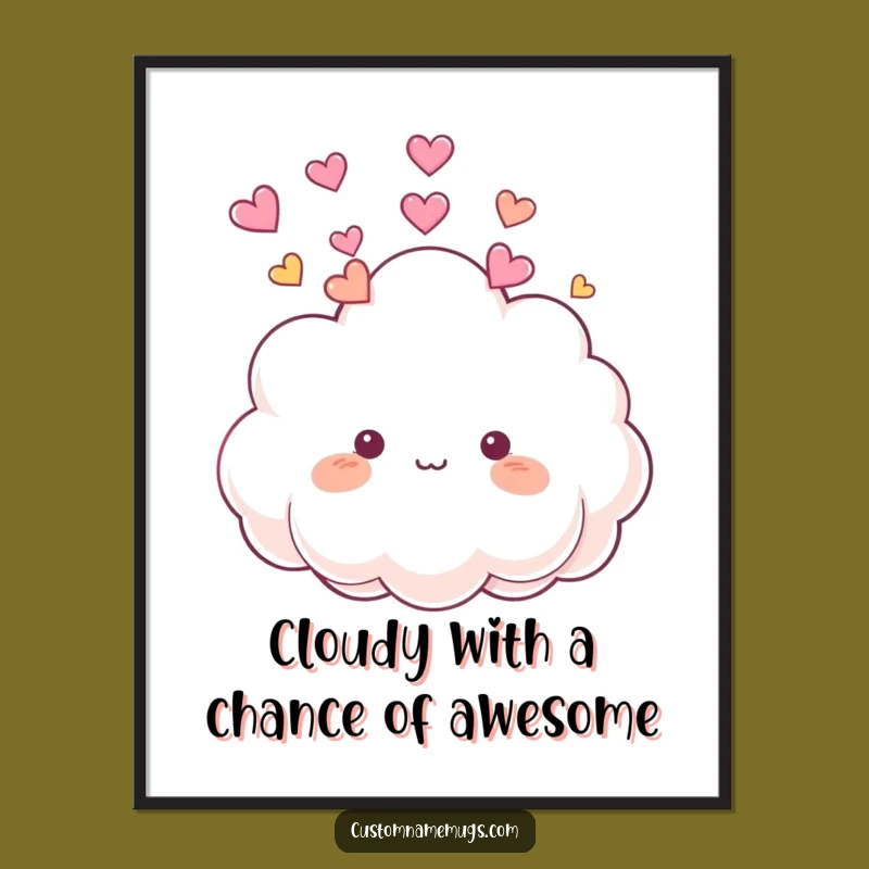 Free Printable Cloud Hearts Wall Art - Funny Downloadable Decor for a Cheerful Room