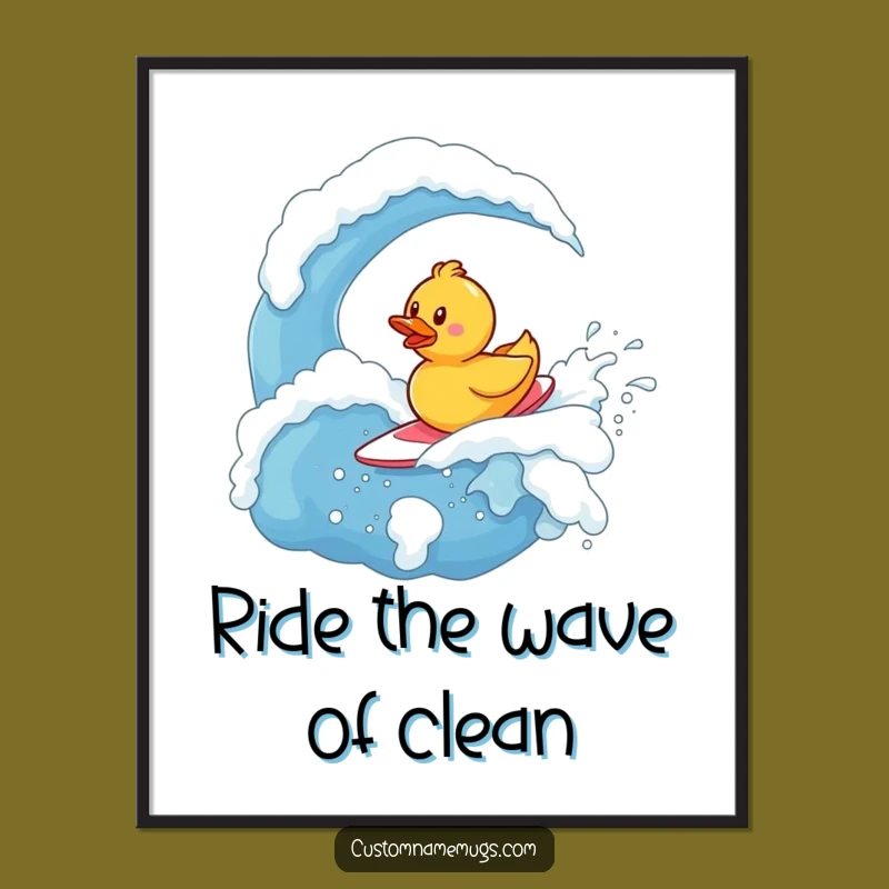 Free Printable Duck Surfing Wall Art - Funny Downloadable Decor for a Playful Space