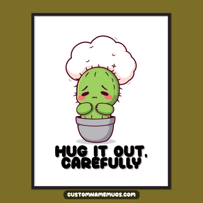 Free Printable Wall Art: Funny Cactus Hug Downloadable Decor