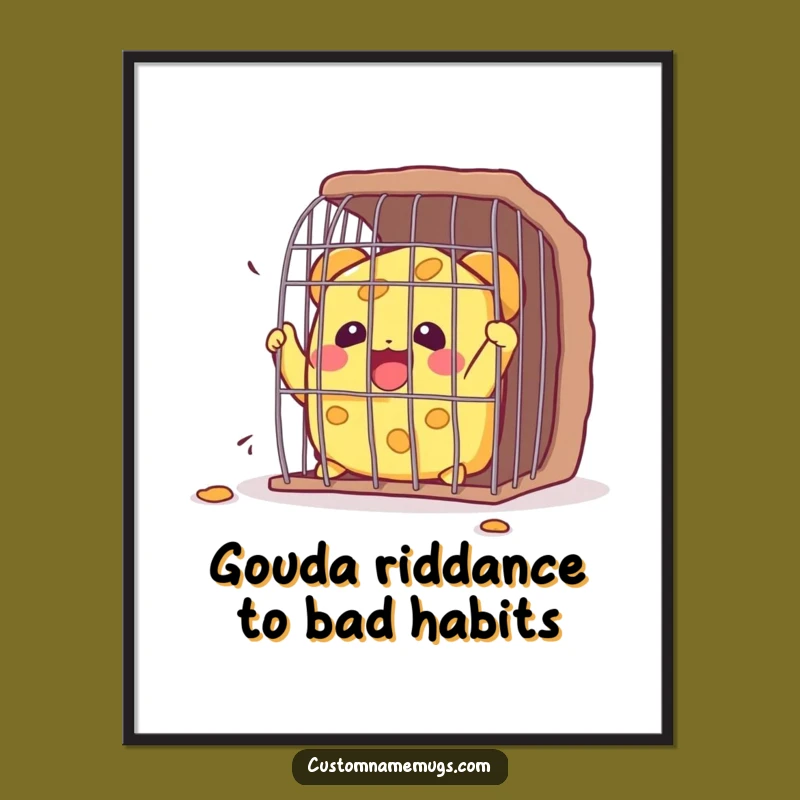 Free Printable Wall Art: Funny Kawaii Cheese Escape Art Downloadable Decor