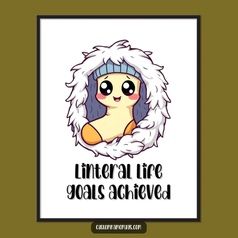 Free Printable Wall Art: Funny Kawaii Sock Lint Monster Escape Downloadable Decor