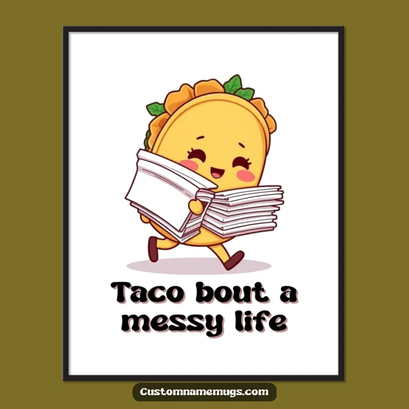 Free Printable Wall Art: Taco's Paper Tumbler, Humorous Downloadable Decor