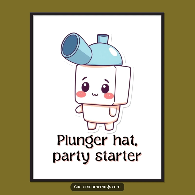 Funny Printable Wall Art: Free Plunger Hat Character Download for Quirky Decor