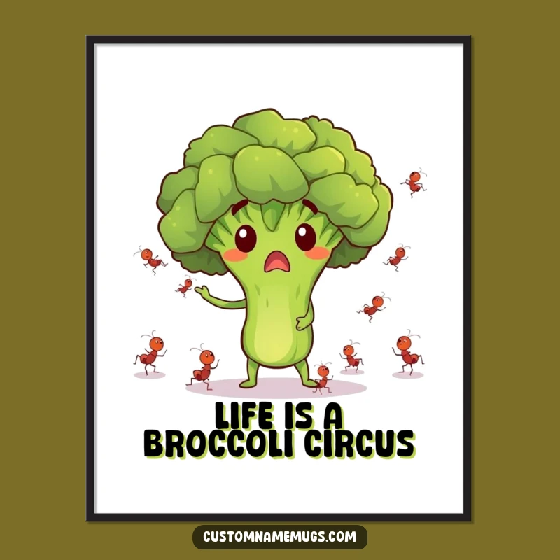 Free Printable Wall Art: Broccoli Juggling Ants Funny Downloadable Art