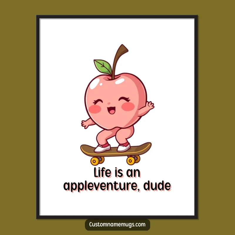 Free Printable Wall Art: Apple Skater Blushing Funny Downloadable Art