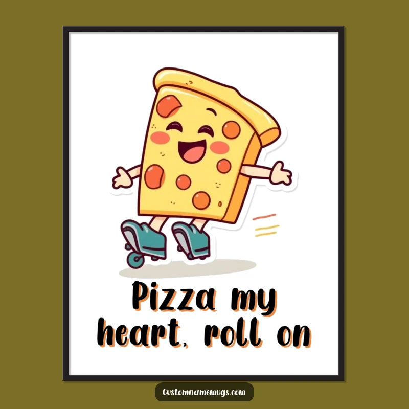 Free Printable Pizza Wall Art: Roller Skate Zoom Poster, Downloadable Decor