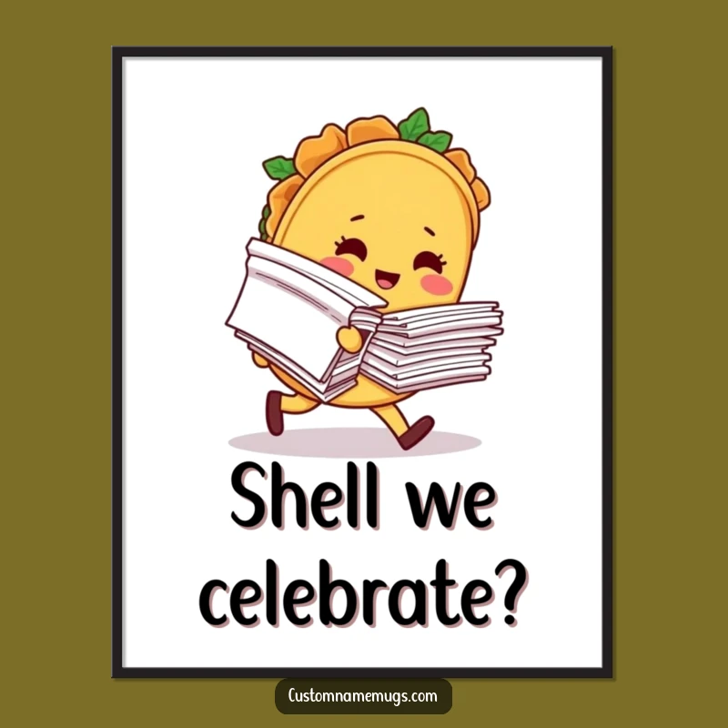 Free Printable Funny Taco Art: Blushing Tripping Character - Hilarious Downloadable Poster!