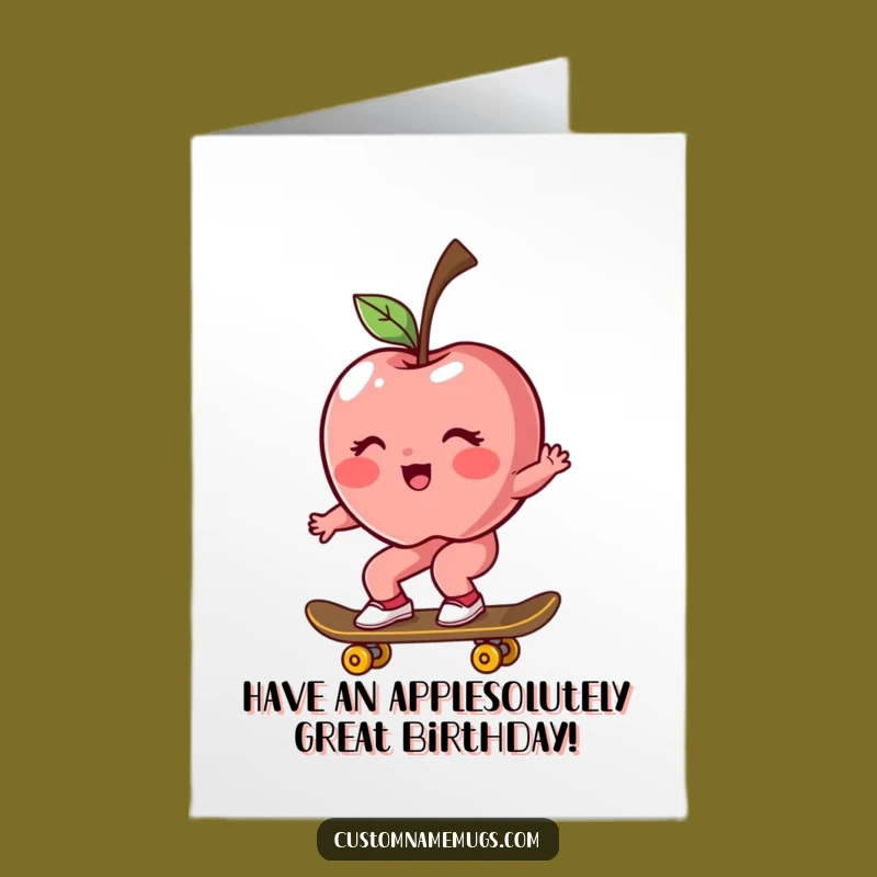 Free Printable Birthday Card: Apple Skater Blushing Funny Downloadable Gift