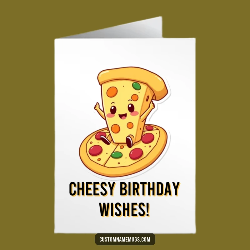 Free Printable Birthday Card: Funny Cheese Pizza Dive - Hilarious Downloadable Gift!