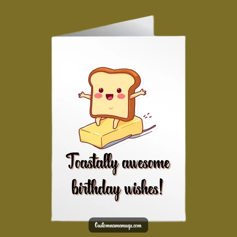 Free Printable Birthday Card: Funny Toast Surfing Butter, Hilarious Downloadable Greeting