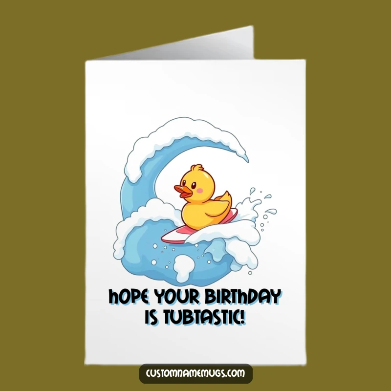Free Printable Duck Surfing Birthday Card - Funny Downloadable Gift for Beach Lovers