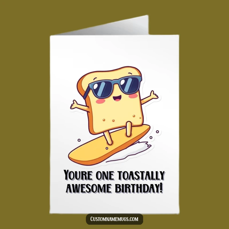 Funny Free Printable Birthday Card: Toast Surfing Crumb, Downloadable Cool Gift
