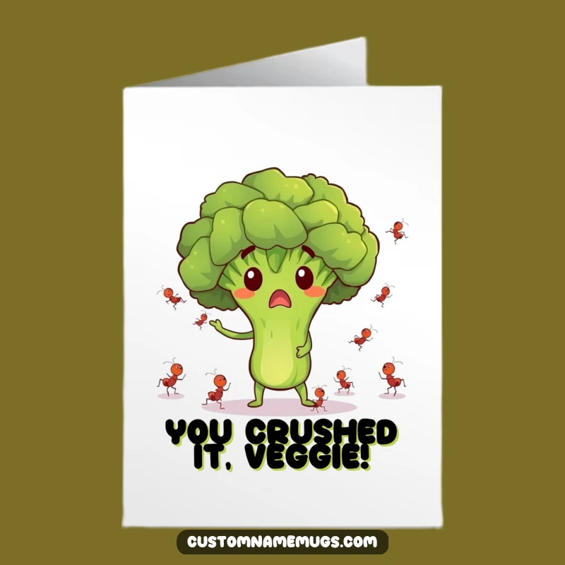 Free Printable Congrats Card: Broccoli Juggling Ants Funny Downloadable Gift