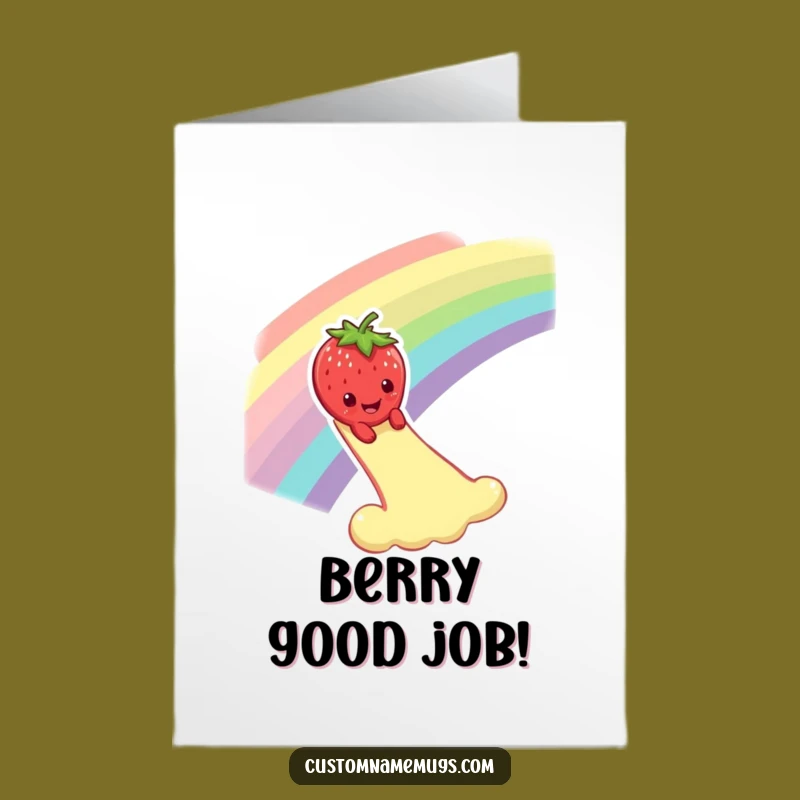 Free Printable Congrats Card: Strawberry Rainbow Ride, Downloadable Gift