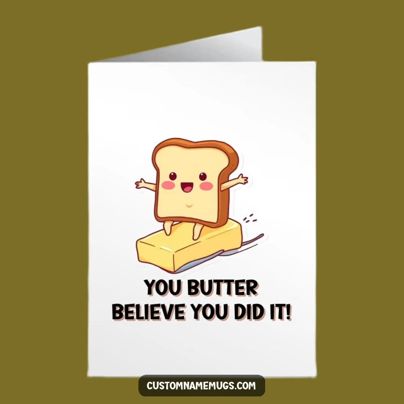 Free Printable Congrats Card: Toast Surfing Butter, Funny Downloadable Greeting for Success