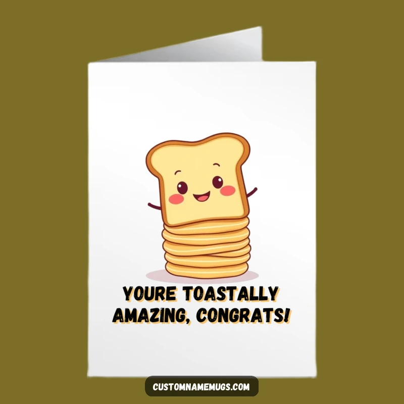 Free Printable Congrats Card: Wobbly Toast & Pancakes, Hilarious Downloadable Gift for Balancing Acts!