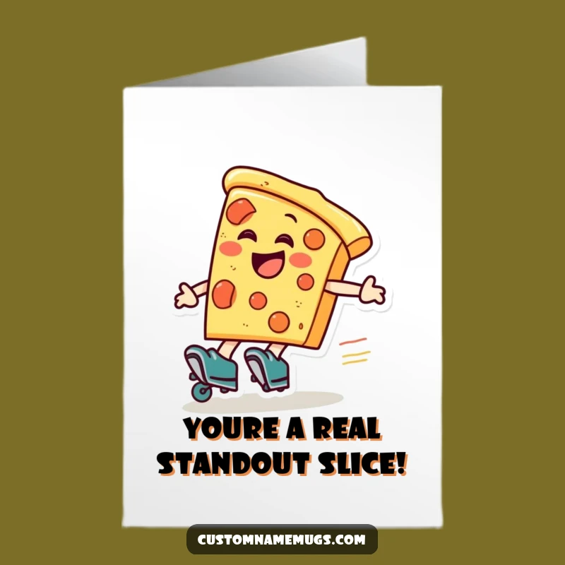 Free Printable Pizza Congrats Card: Roller Skate Speed, Downloadable DIY