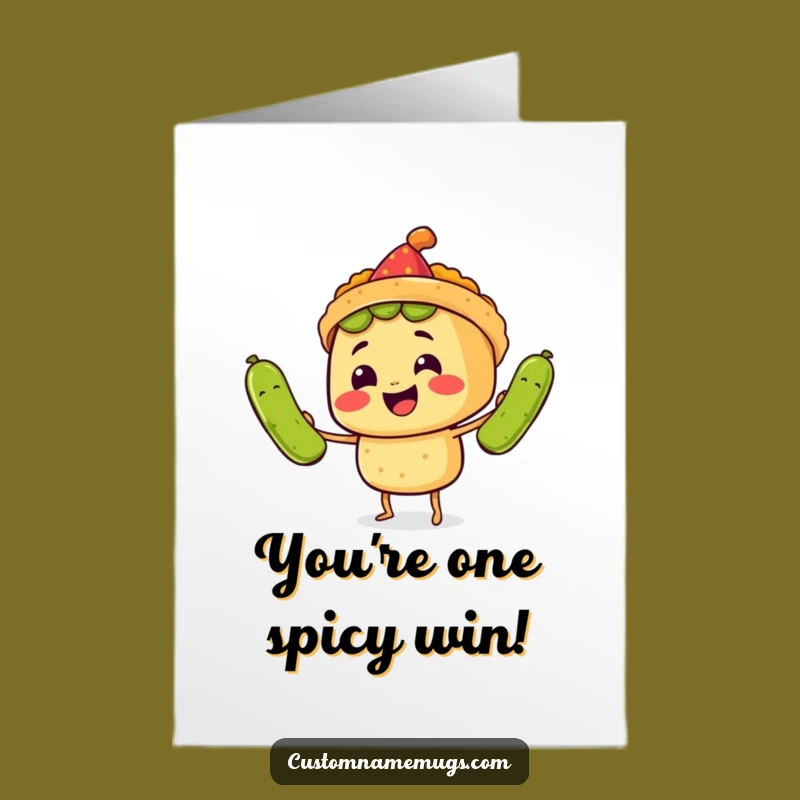 Free Printable Congrats Card: Taco's Pickle Triumph, Hilarious Celebration Greeting Download