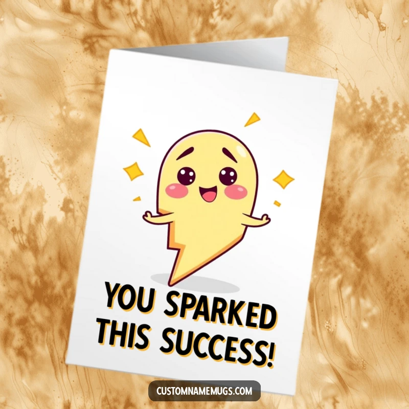 Funny Free Printable Congratulations Card: Clumsy lightning bolt character smiling while comically zapping itself with electricity.
