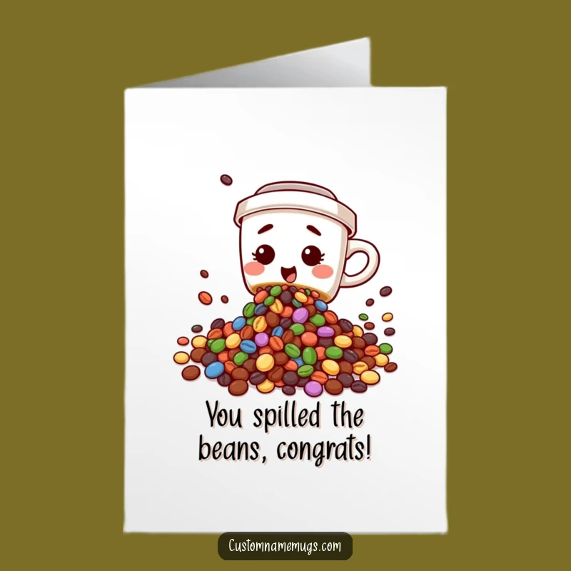 Free Printable Congrats Card: Clumsy Coffee Cup Spill, Funny Downloadable Bean Success