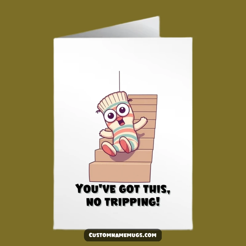 Free Printable Congrats Card: Sock's Stair Mishap! - Funny Downloadable Celebration