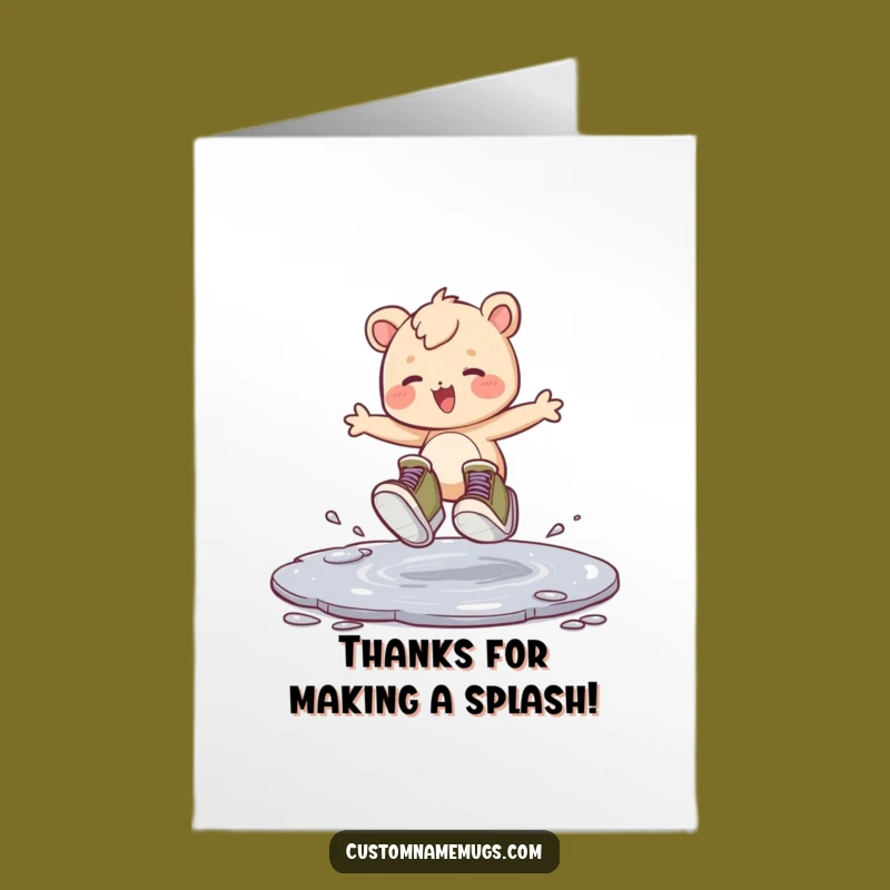 Free Printable Thank You Card: Puddle Hopper Creature, Gratitude Downloadable Gift