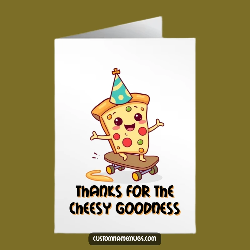 Free Printable Thank You Pizza Skater Card Funny Downloadable Gift DIY