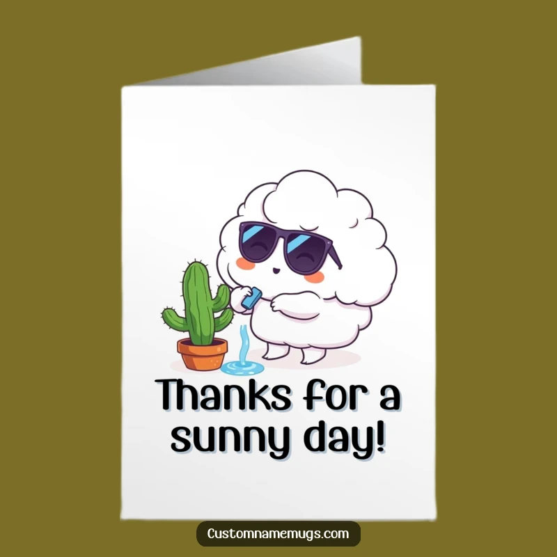 Funny Free Printable Thank You Card: Cloud Cactus Gratitude Downloadable Gift