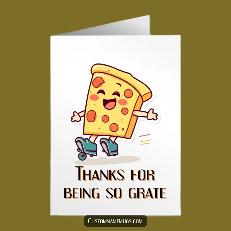 Free Printable Pizza Thank You Card: Roller Skate Thanks, Downloadable DIY