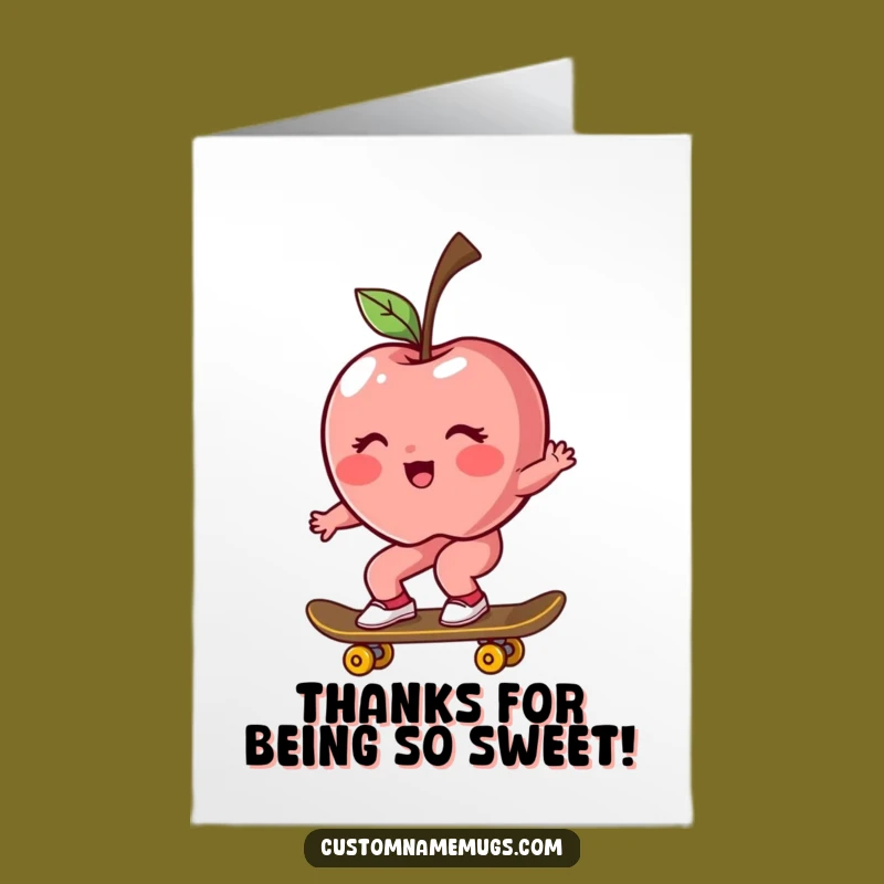 Free Printable Thank You Card: Apple Skater Blushing Funny Downloadable Gift