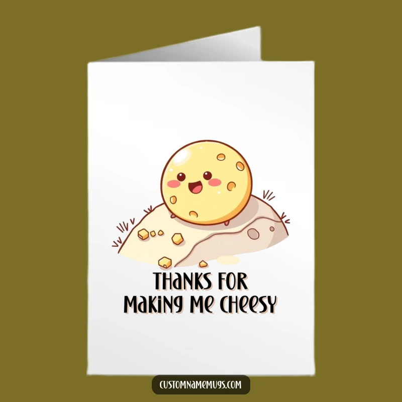 Free Printable Thank You Card: Comical Rolling Cheese - Print at Home Humorous Gift