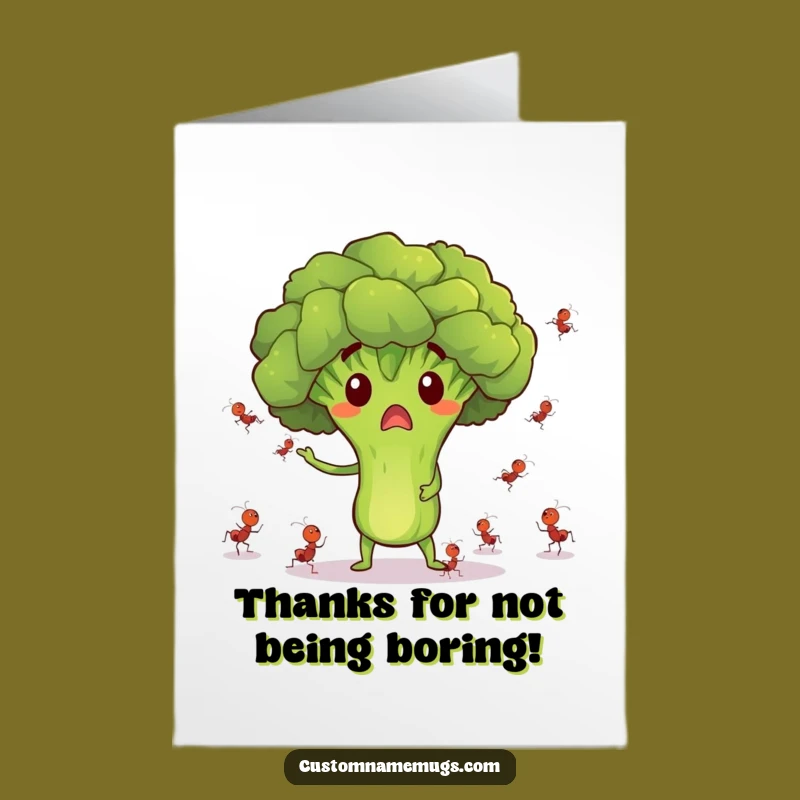 Free Printable Thank You Card: Broccoli Juggling Ants Funny Downloadable Gift