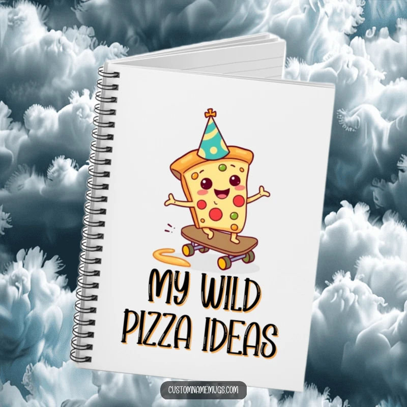 Funny Pizza Skateboarder Notebook: A happy pizza slice skateboarding down a sauce slide, for jotting down funny ideas and a funny gift.