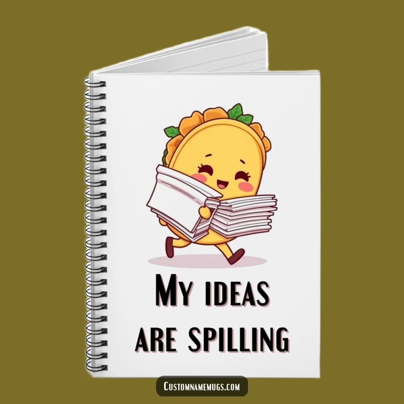 Funny Taco Notebook - Blushing Character's Paper Trip Journal Gift!