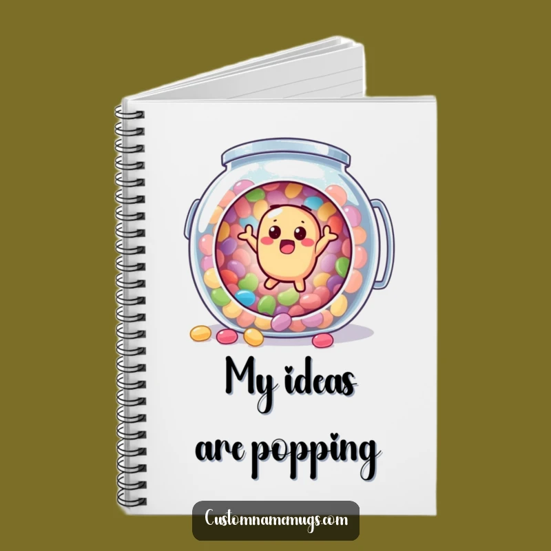Funny Jellybean Notebook - Surprised Character's Candy Jar Journal Gift!