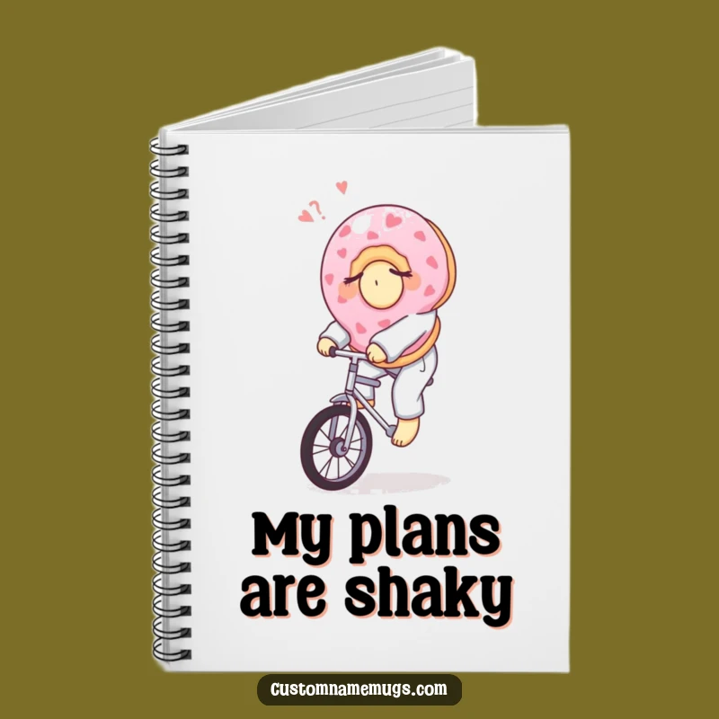 Funny Donut Notebook - Sleepy Character's Pajama Unicycle Journal Gift!