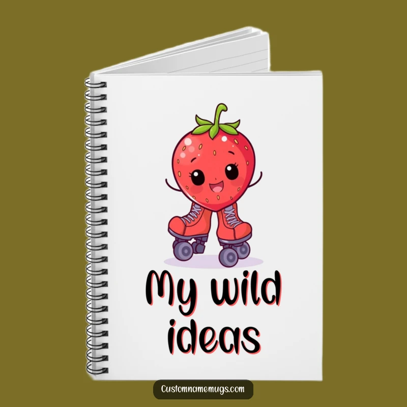 Funny Strawberry Roller Skate Notebook: Jot Down Ideas with Wobbly Charm