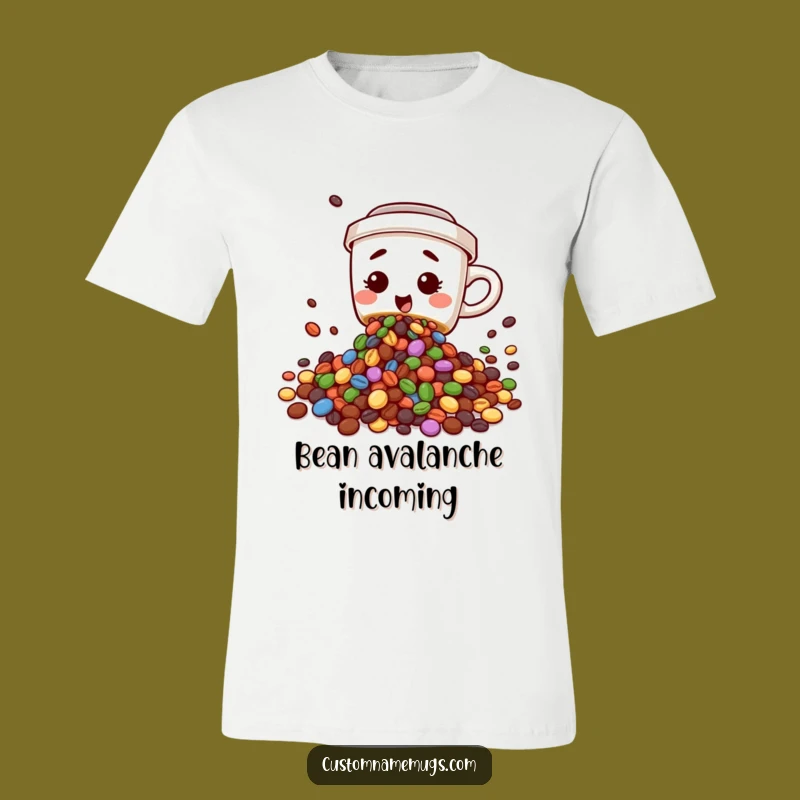 Funny Coffee Bean Spill T-Shirt: Clumsy Character Tee for Coffee Addicts