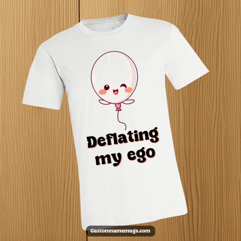 Funny Kawaii balloon character exploding upon trying to fly, a humorous and relatable t-shirt design.