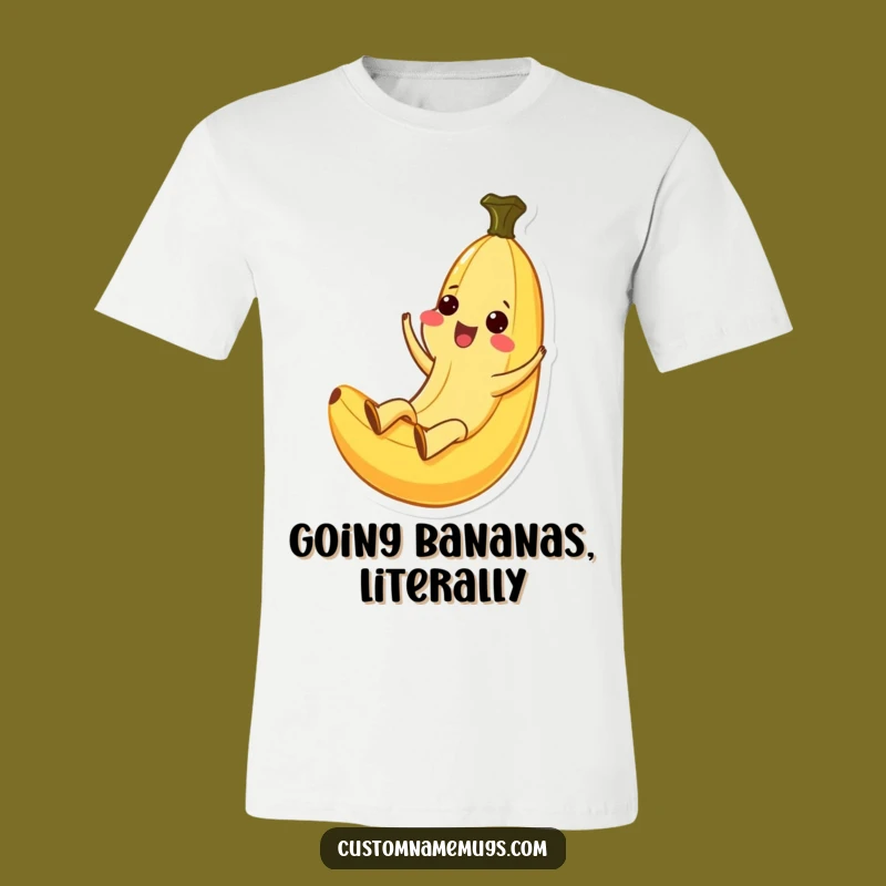 Funny Kawaii Banana Peel Slide T-Shirt: Ecstatic Fruit Joyful Tee, Great Gift!