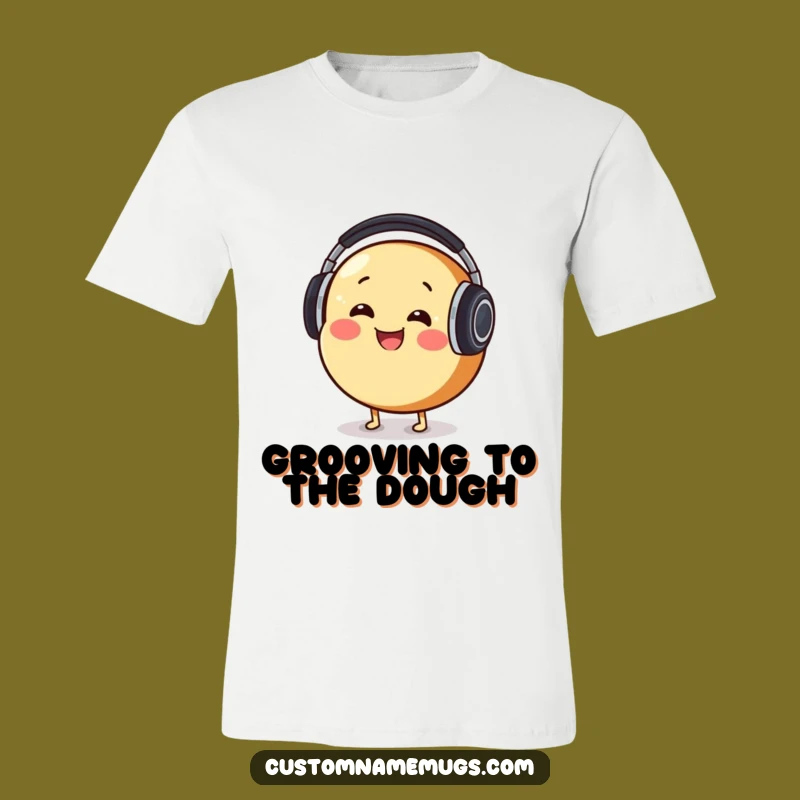 Funny Bread DJ T-Shirt: Smiling Character Tee with Headphones for Party Vibes