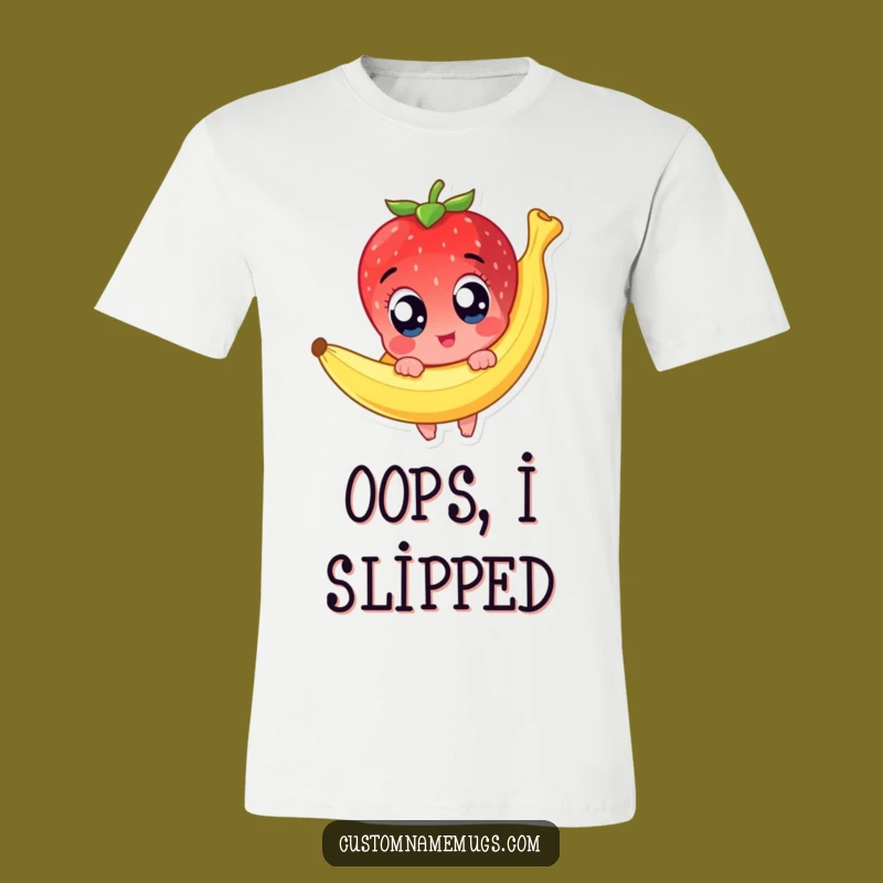 Funny Strawberry Banana Peel T-Shirt: Cute Slipping Fruit - Hilarious Tee!
