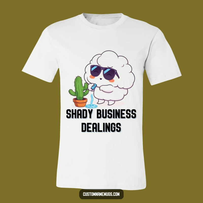 Funny Gardening T-Shirt: Cloud Character Cactus, Quirky Plant Apparel Gift