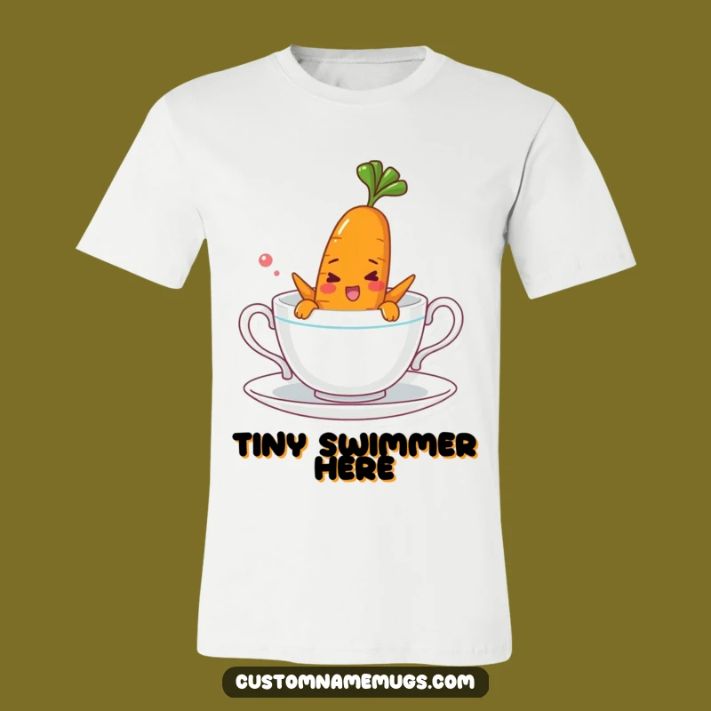 Funny Carrot Teacup Swim T-Shirt - Quirky & Hilarious Veggie Tee Gift!