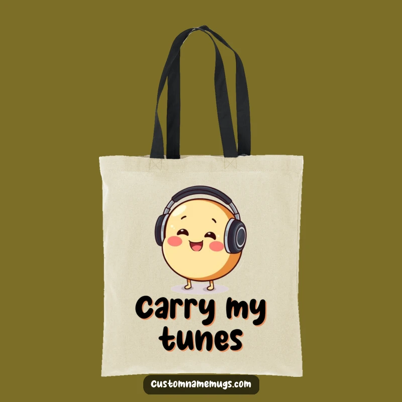 Funny Bread DJ Tote Bag: Smiling Character Bag for Music Lovers' Essentials