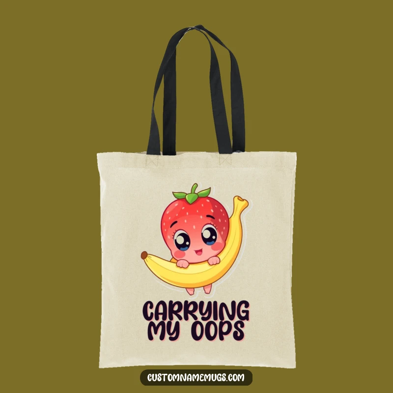 Funny Strawberry Slip Tote Bag: Cute Slipping Fruit - Hilarious Gift!